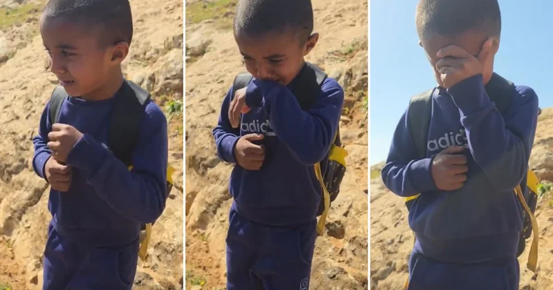 İsrail okul yollarını kapattı, küçük çocuk gözyaşlarına boğuldu