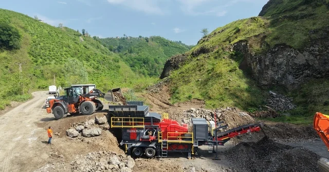 Terme de kurulan kurulan taş ocağı üretime başladı Samsun Haberleri