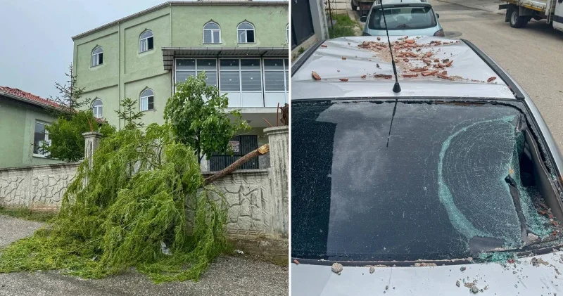 Fırtına nedeniyle bazı evlerin çatıları uçtu: 2 araç hasar gördü Uşak Haberleri