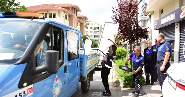 Şehzadeler zabıtasından yol ve kaldırım işgali denetimi Manisa Haberleri