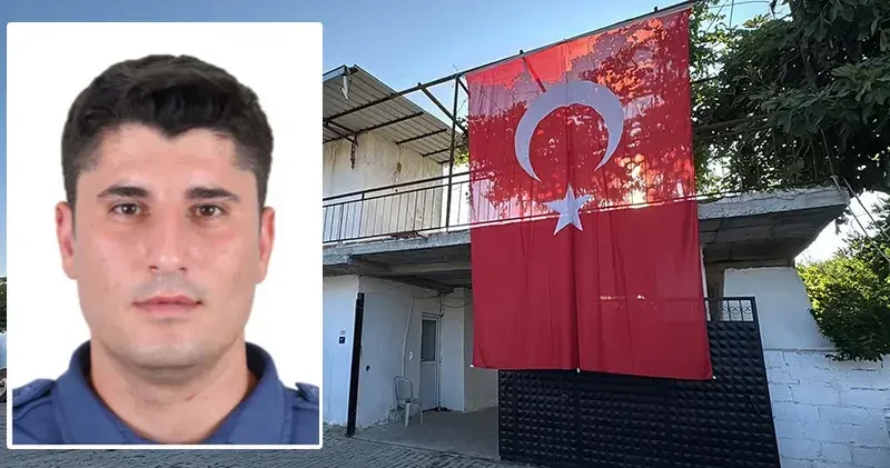 Şehit polis memurunun babaevine Türk bayrağı asıldı