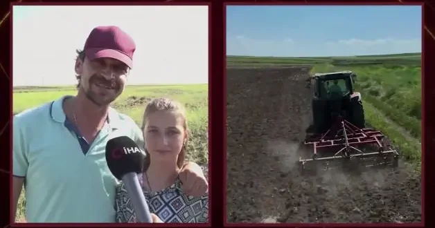 Milliler için tarlasına dev Türk bayrağı çizdi