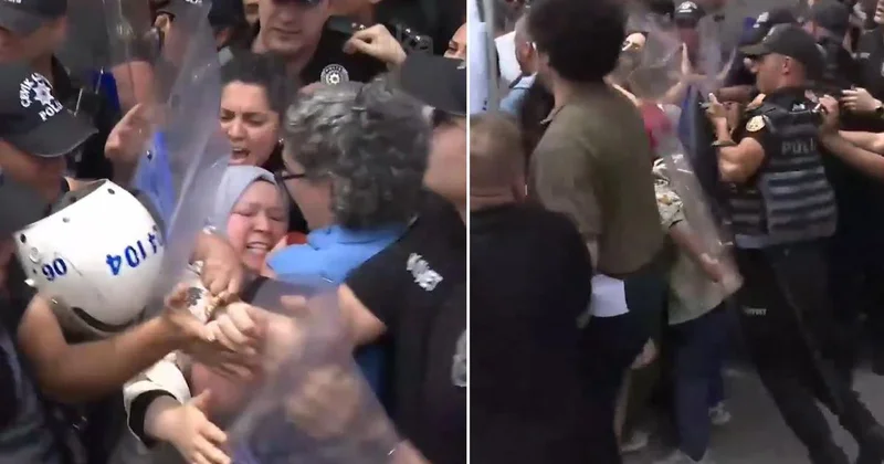 TBMM önünde basın açıklaması yapmak isteyen öğretmenlere polis müdahalesi