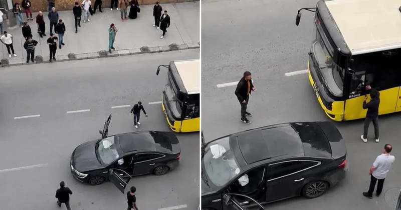 Önce başka otomobile sonra otobüse çarptı, aracının aldığı hasarı görünce sinirlerine hakim olamadı