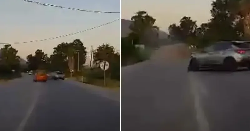 Datça’da iki otomobilin çarpışması kamerada
