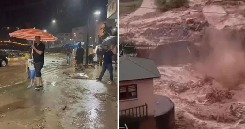 Giresun’u fırtına ve sağanak vurdu: Dereler taştı, yollar göle döndü