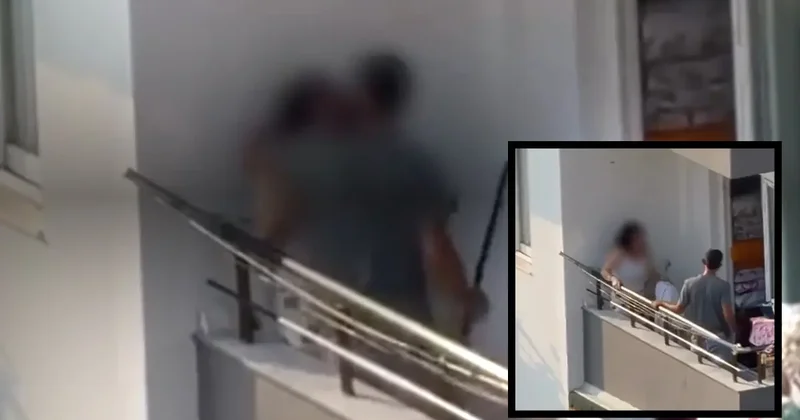 Bir kadının yardım çığlığı... Elindeki sopayla balkonda dakikalarca dövdü!