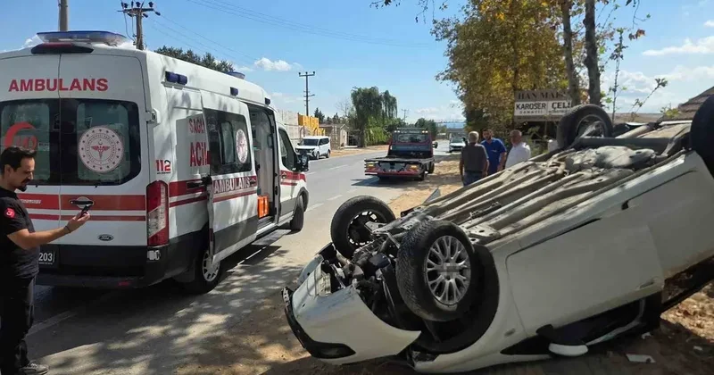 Otomobil takla attı! Baba oğul ölümden döndü