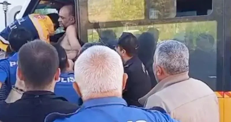 Gaziantep’te ceza yiyen sürücü kendini ve aracını yakmaya çalıştı
