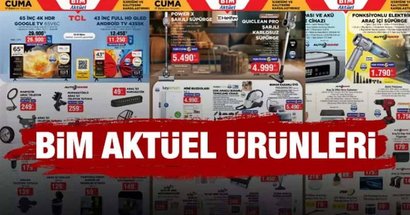 BİM 17 EKİM AKTÜEL ÜRÜNLERİ Akıllı Televizyon, Araç İçi Süpürge, Telefon tutucu, Şarjlı Süpürge...