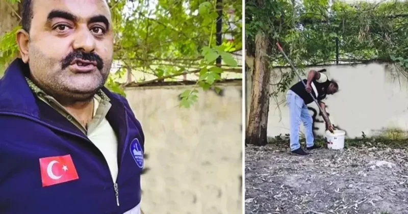 Sevdasını duvara yazan vatandaşa, belediye personelinden tebessüm ettiren mesaj