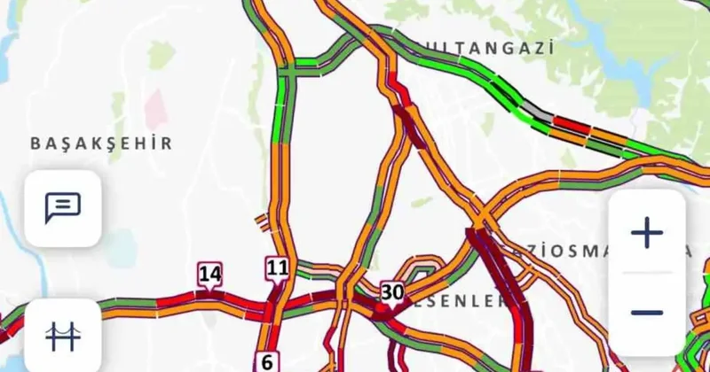 İstanbul’da yağmur trafiği: Yoğunluk yüzde 87 oldu