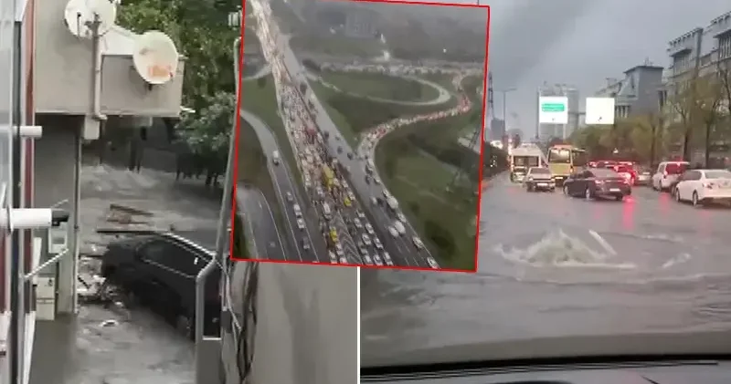 İstanbul da sağanak etkili oluyor; yollar göle döndü