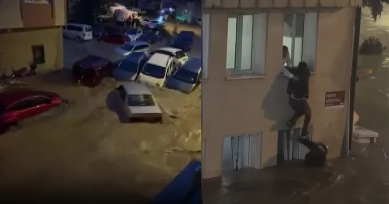 Sel suları araçları sürükledi, vatandaşlar böyle canını kurtardı Sözcü Gazetesi