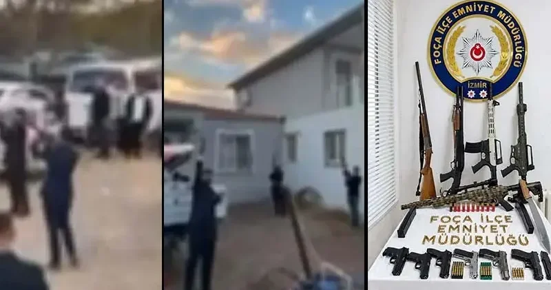Foça’da düğünde havaya ateş açan 14 kişiye gözaltı