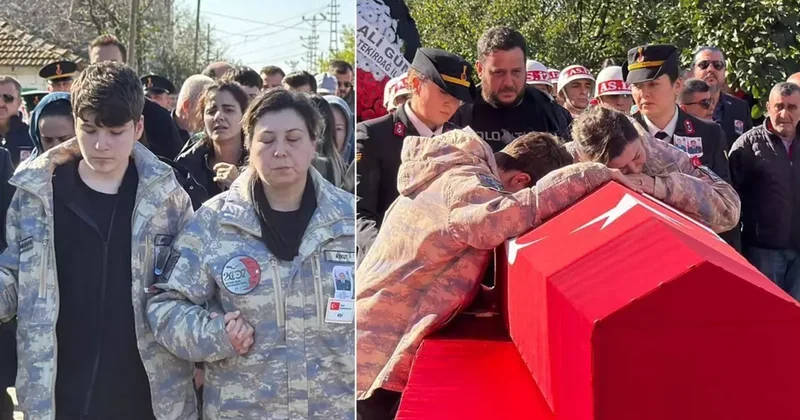 Babaya son veda! Anne ve oğlu tabuta sarıldı