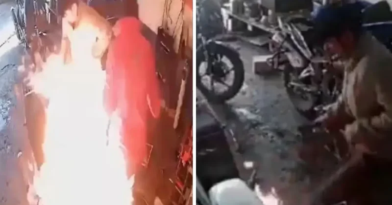 Elazığ da Motosiklet Yangını Dehşeti