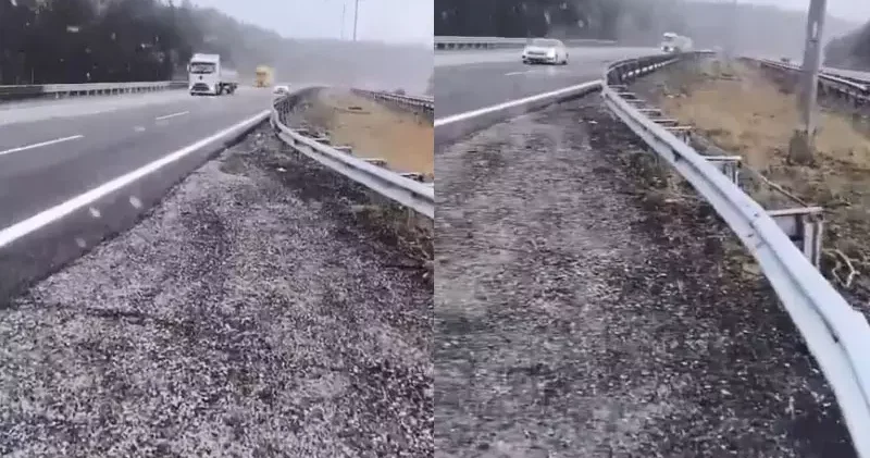 Bolu’da otoyol geçişinde kar yağdı