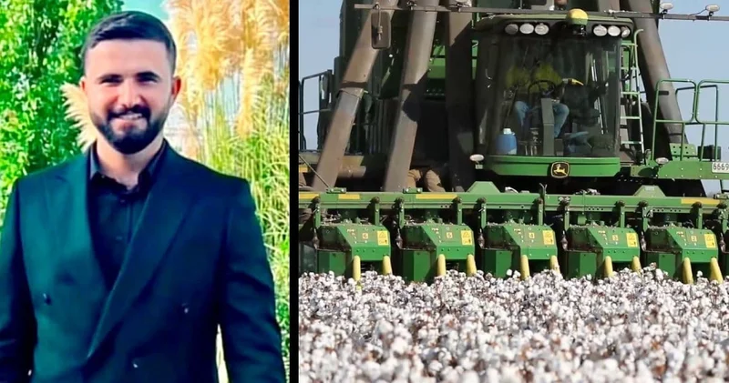 Pamuk biçme makinesine kapılan genç feci şekilde can verdi