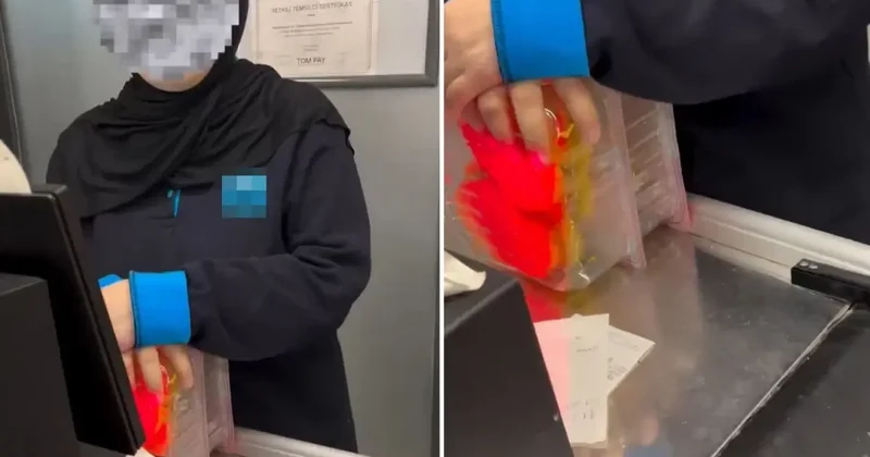 Zincir markette pes dedirten olay: Çalışan kayda alındığını fark edince kaçtı