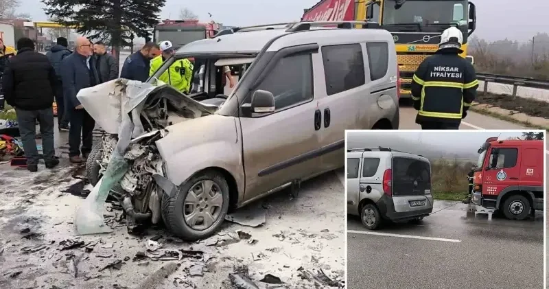 Tırla çarpışan hafif ticari araç alev aldı: 5 yaralı Tokat Haberleri