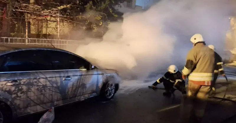 Belen’de otomobil yangını