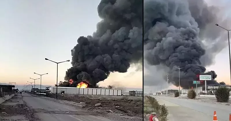 Denizli de filtre sistemi üretilen fabrikada yangın