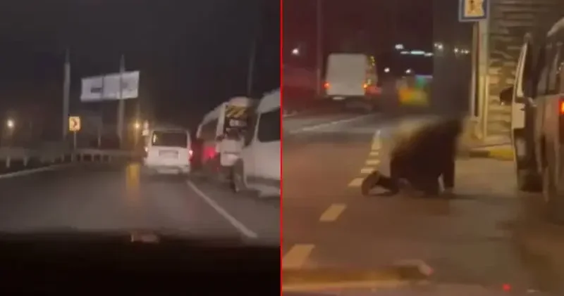 Küçükçekmece de hafif ticari araç park halindeki minibüslere çarptı; sürücüsü yere yığıldı