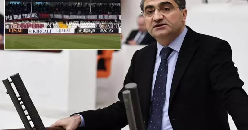 Maçta açılan pankart, Mersin Milletvekili Mehmet Emin Ekmen i küplere bindirdi