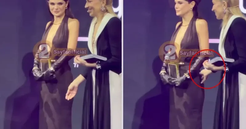 Ödül törenine Burcu Esmersoy un Sinem Ünsal a yaptığı hareket damga vurdu