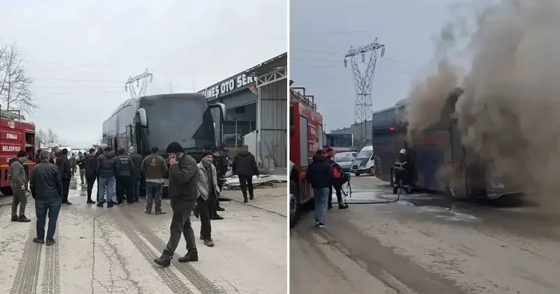 Tokat’ta park halindeki otobüs alev aldı Tokat Haberleri