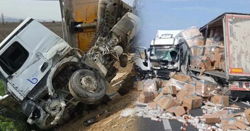 TIR önce otomobile ardından kamyonete çarptı! 1 i çocuk 5 yaralı