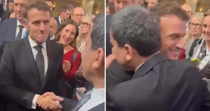 Macron SDG Lideri Abdi yle kucaklaştı!