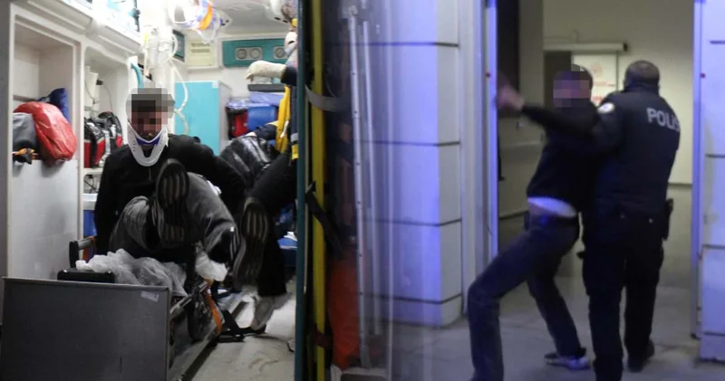 Parkta bıçaklandı hastanede sedyeden atlayıp gazetecilere saldırdı