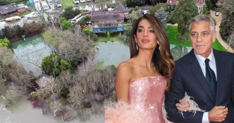 George Clooney nin İngiltere deki evini sel suyu bastı