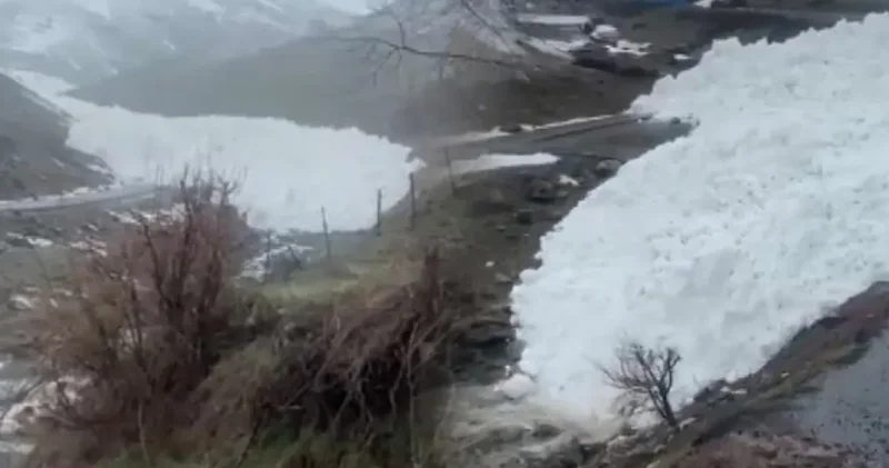 Hakkari de köye çığ düşme anı kamerada