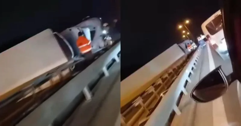 Devrilen TIR TEM i kilitledi