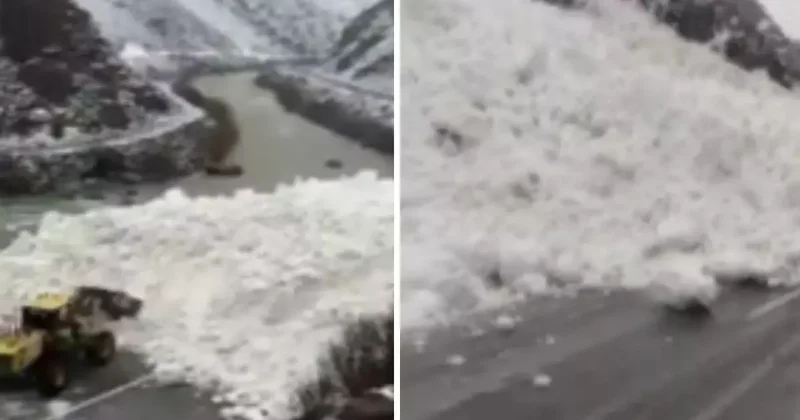 Hakkâri Çukurca kara yoluna çığ düştü! Sürücüler yolda kaldı