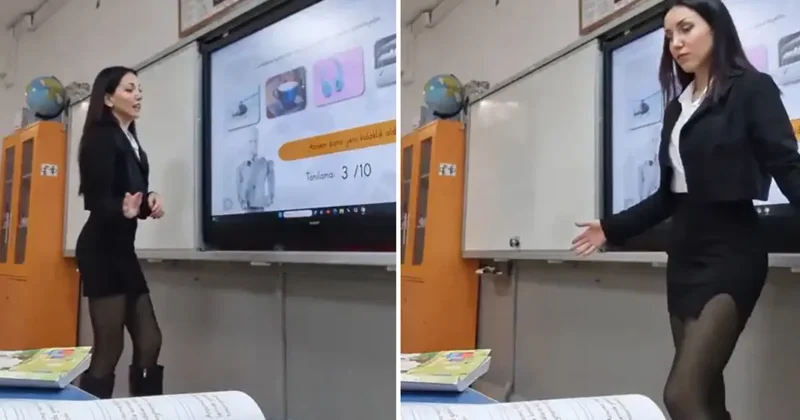 Kıyafetiyle gündem olan bir öğretmen daha