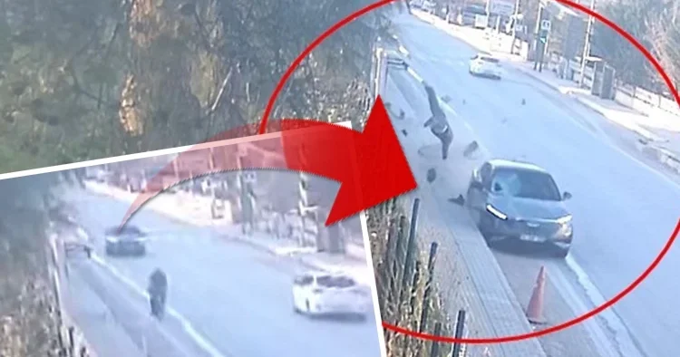 Bisikletlinin feci ölümü kamerada: Arkadan geldi, bir anda yön değiştirip havaya savurdu