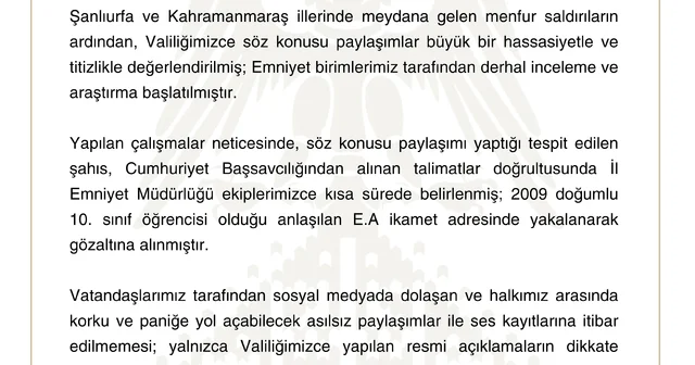 Sivas ta tehdit paylaşımı yapan bir öğrenci gözaltına alındı Sivas Haberleri