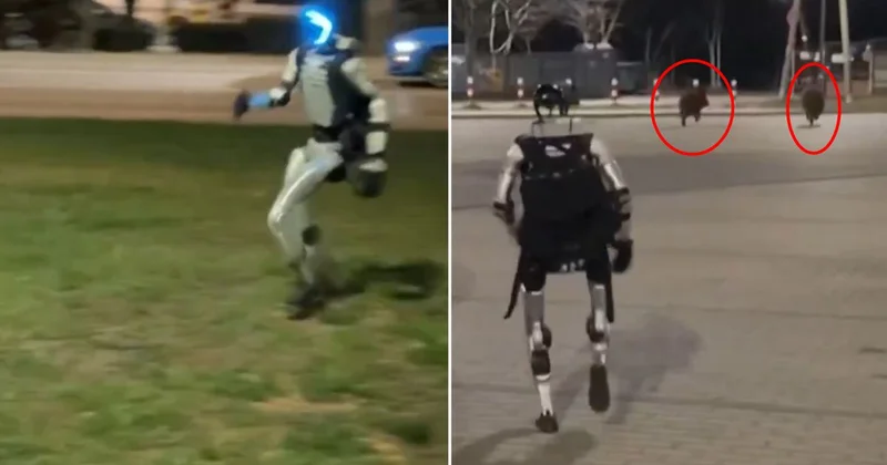 Yaban domuzlarını kovalayan insansı robotun son hareketi gündem oldu