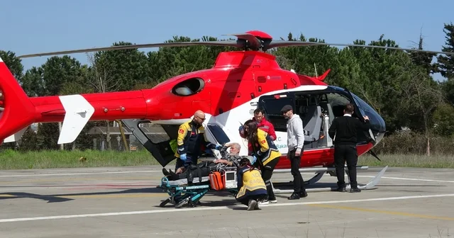 Kalp krizi geçiren hasta için ambulans helikopter zamanla yarıştı Samsun Haberleri