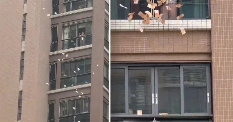Gökten servet yağdı: Pencereden aşağı milyonları savurdu