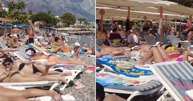 Antalya da sıcak havayı gören Rus turistler plajlara akın etti