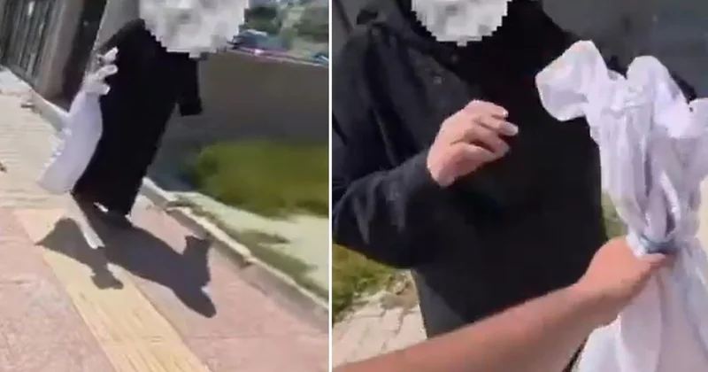 Mersin de vicdanları yaralayan görüntü: Kediyi çuvala koyup atmaya kalktı