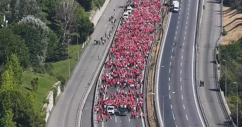 15 Temmuz Demokrasi ve Şehitleri Anma Yürüyüşü havadan görüntülendi