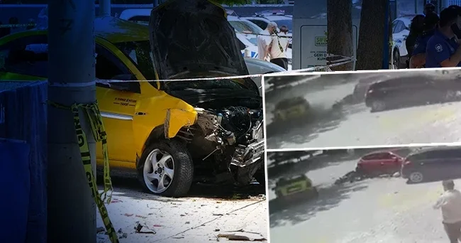 Konya da feci kaza! Kontrolden çıkan taksi anne ile kızını hayattan kopardı: Kaza anı kamerada