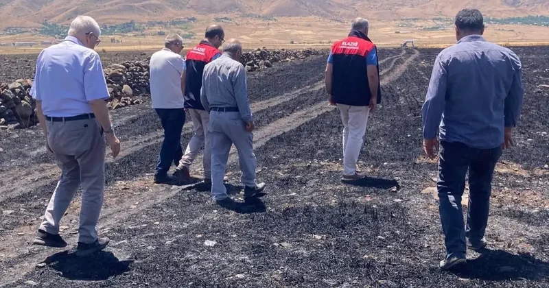 Elazığ’da küle dönen 70 dönümlük ekili alanda hasar tespit çalışmaları