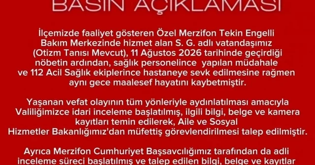 Amasya da özel bakımevinde rahatsızlanan otizmli vatandaşın ölümüne inceleme Amasya Haberleri Habertürk Yerel Haberler